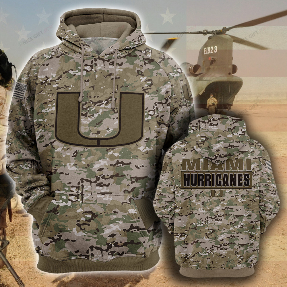 NCAA Miami Hurricanes Camouflage 3D Hoodie MTD2T2
