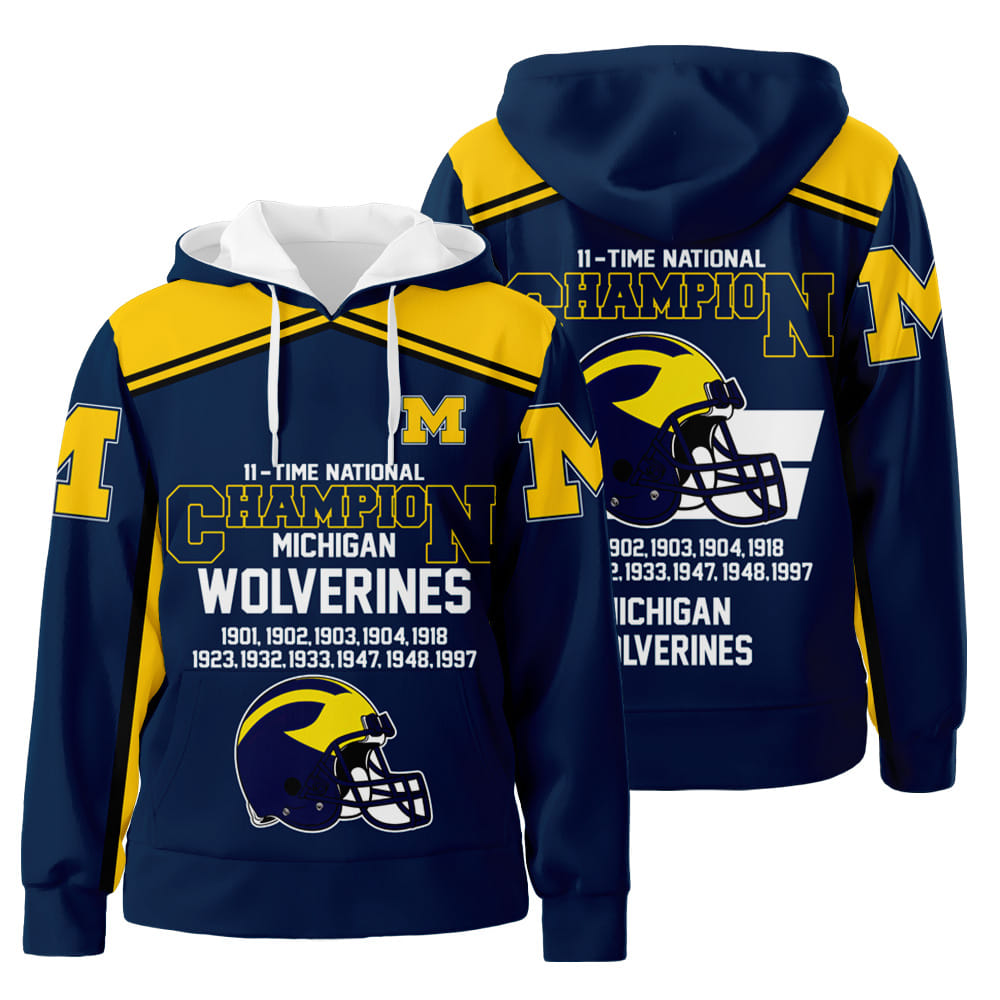 NCAA Michigan Wolverines 3D All Over Print Hoodie Zip-Up Hoodie