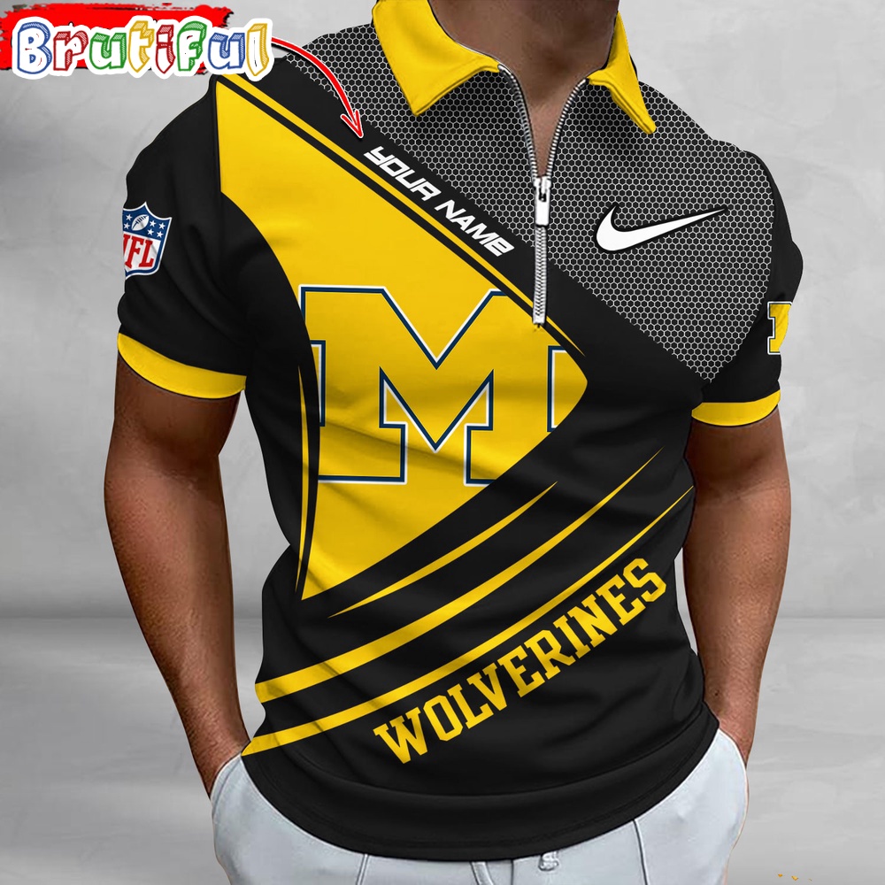 NCAA Michigan Wolverines Polo Shirt, Sporty Zip Polo Shirt