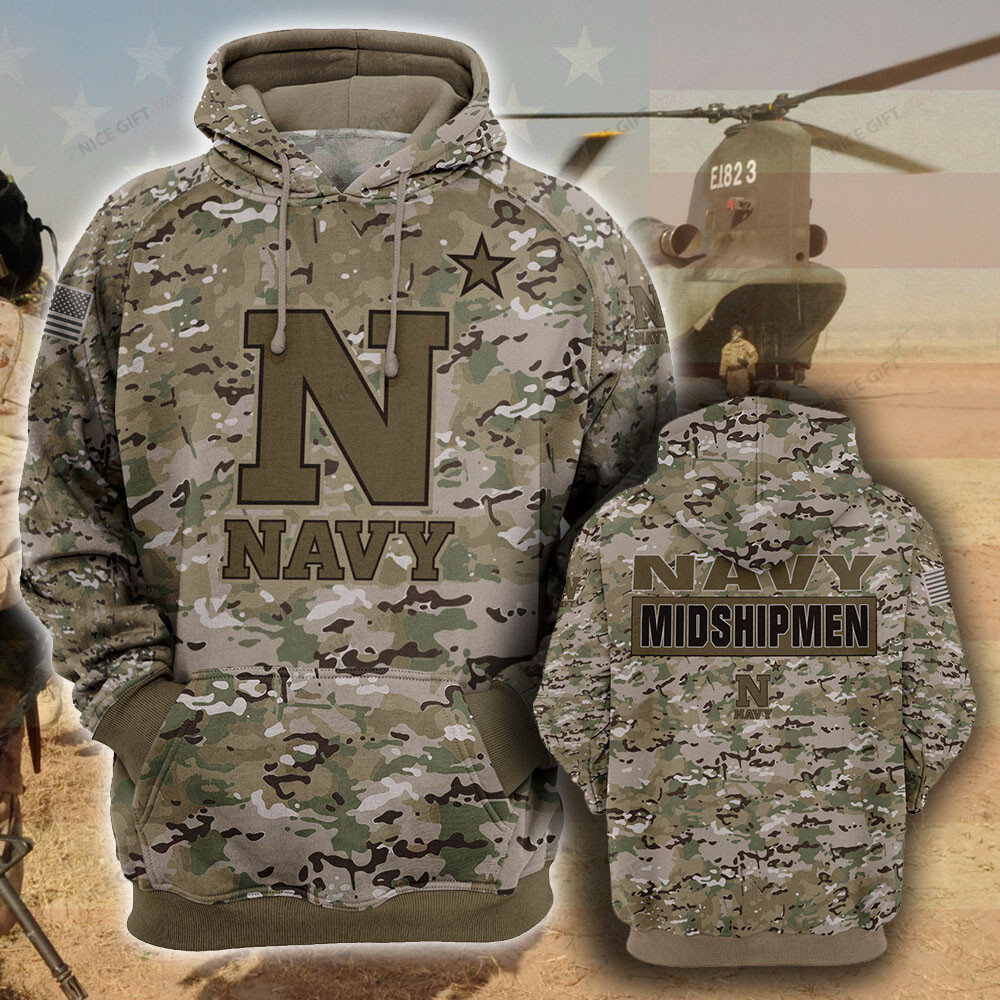 NCAA Navy Midshipmen Camouflage 3D Hoodie MTD2T2
