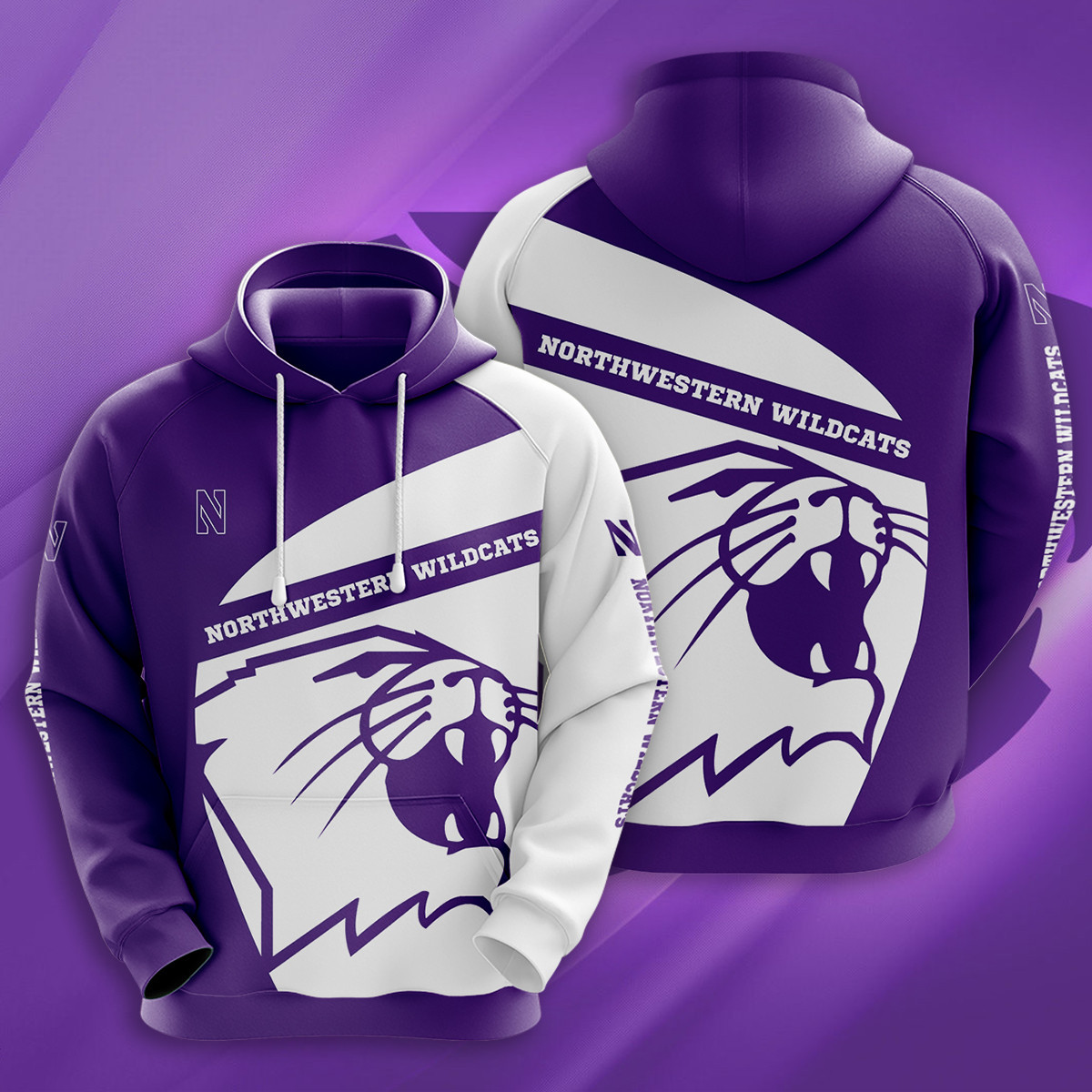 NCAA Northwestern Wildcats 3D Hoodie