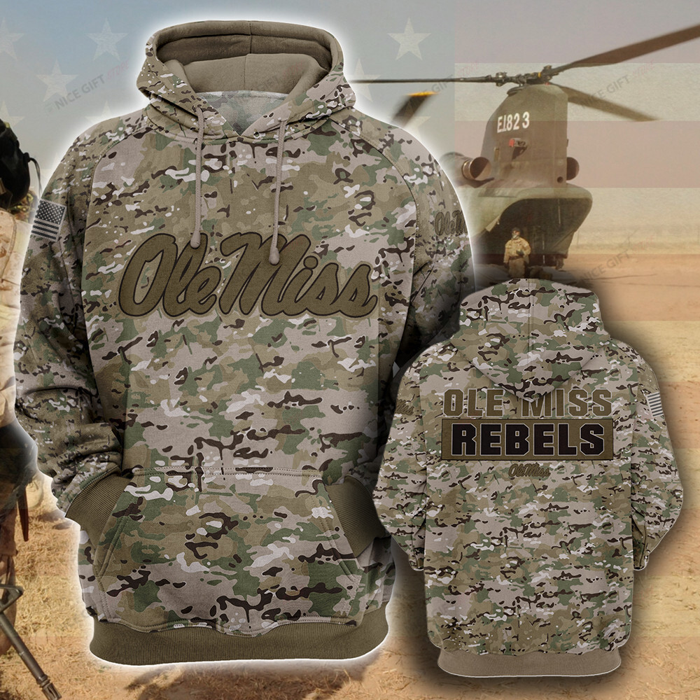 NCAA Ole Miss Rebels Camouflage 3D Hoodie MTD2T2