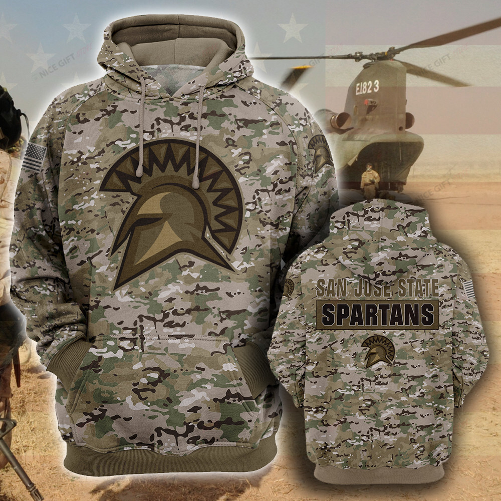 NCAA San Jose State Spartans Camouflage 3D Hoodie MTD2T2
