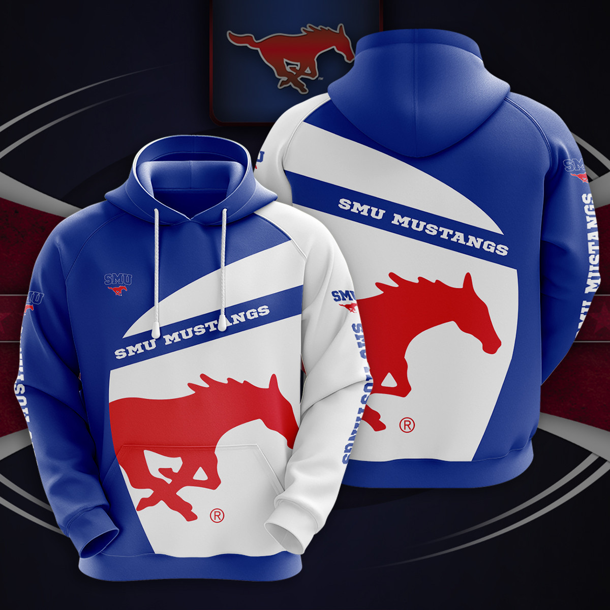 NCAA SMU Mustangs 3D Hoodie