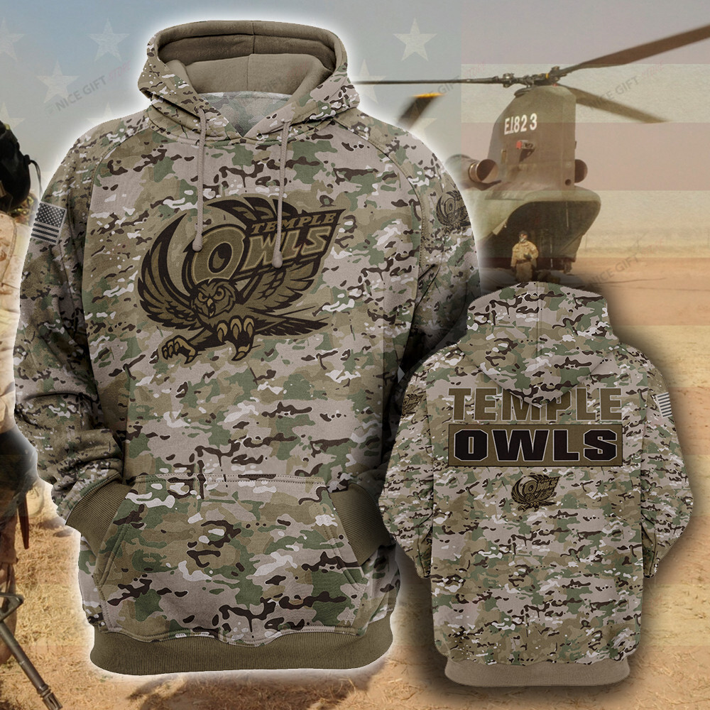 NCAA Temple Owls Camouflage 3D Hoodie MTD2T2