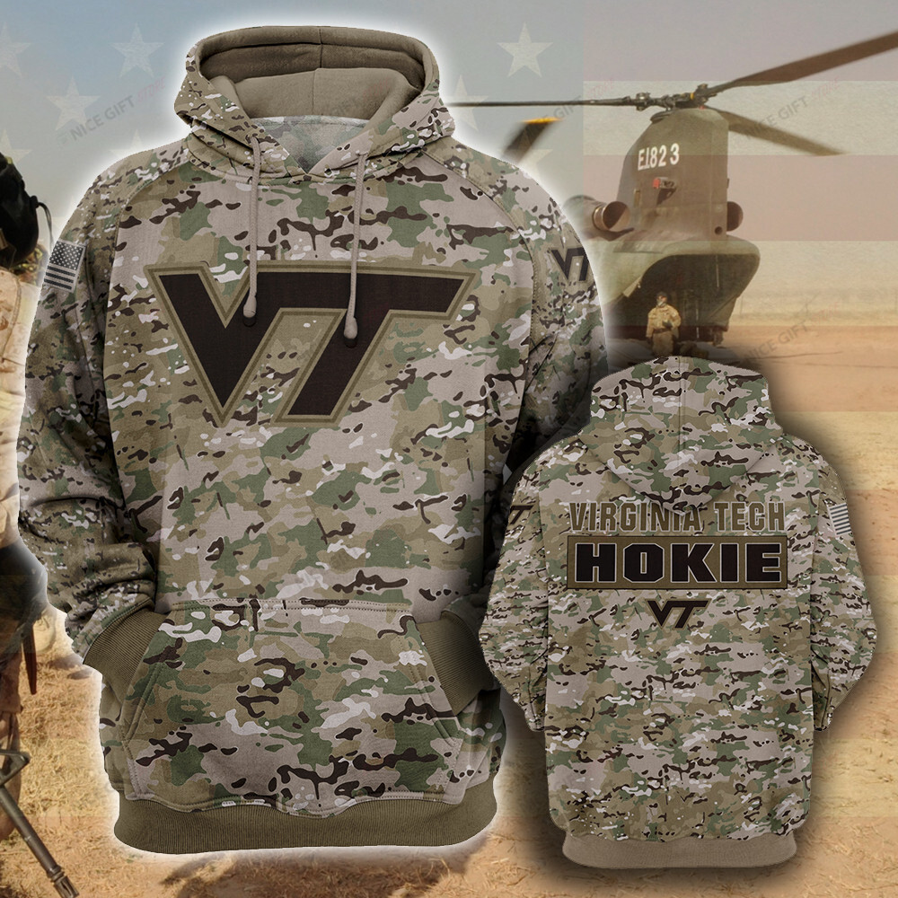 NCAA Virginia Tech Hokies Camouflage 3D Hoodie MTD2T2 Gift For Sport Music Fans
