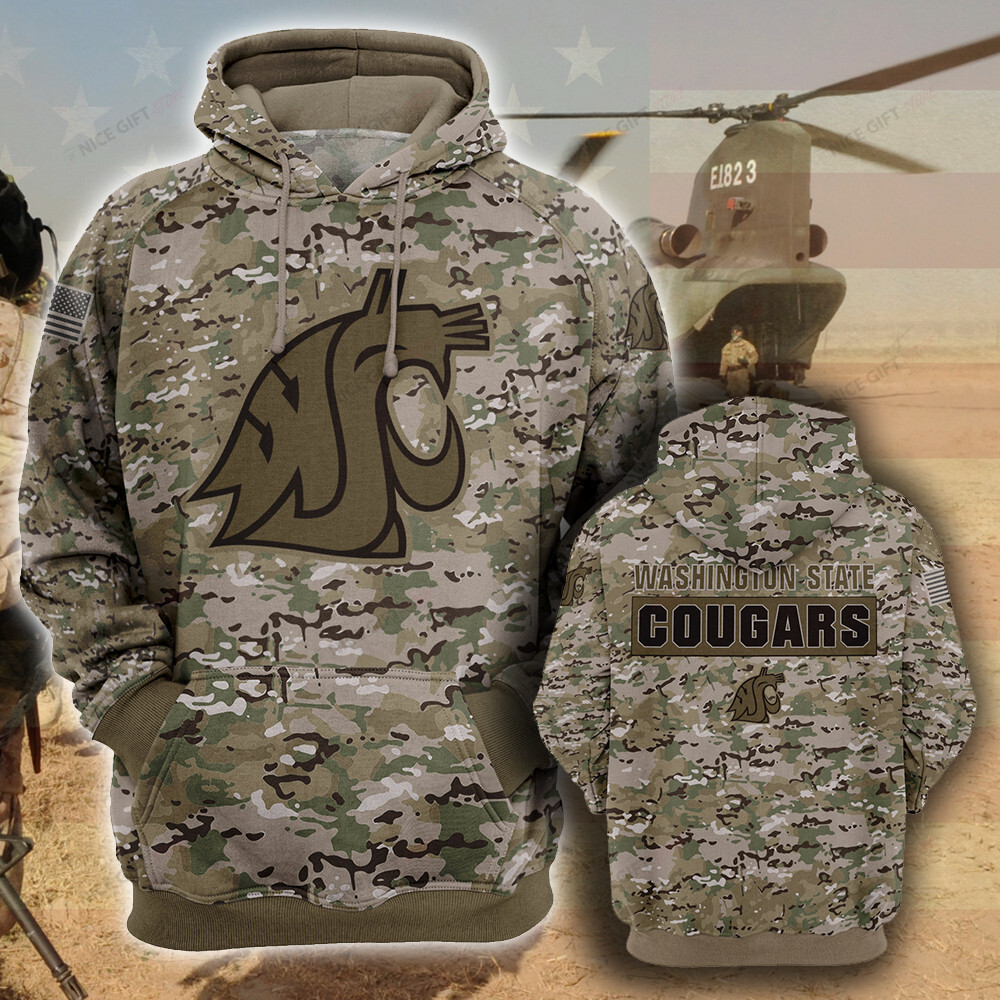 NCAA Washington State Cougars Camouflage 3D Hoodie MTD2T2