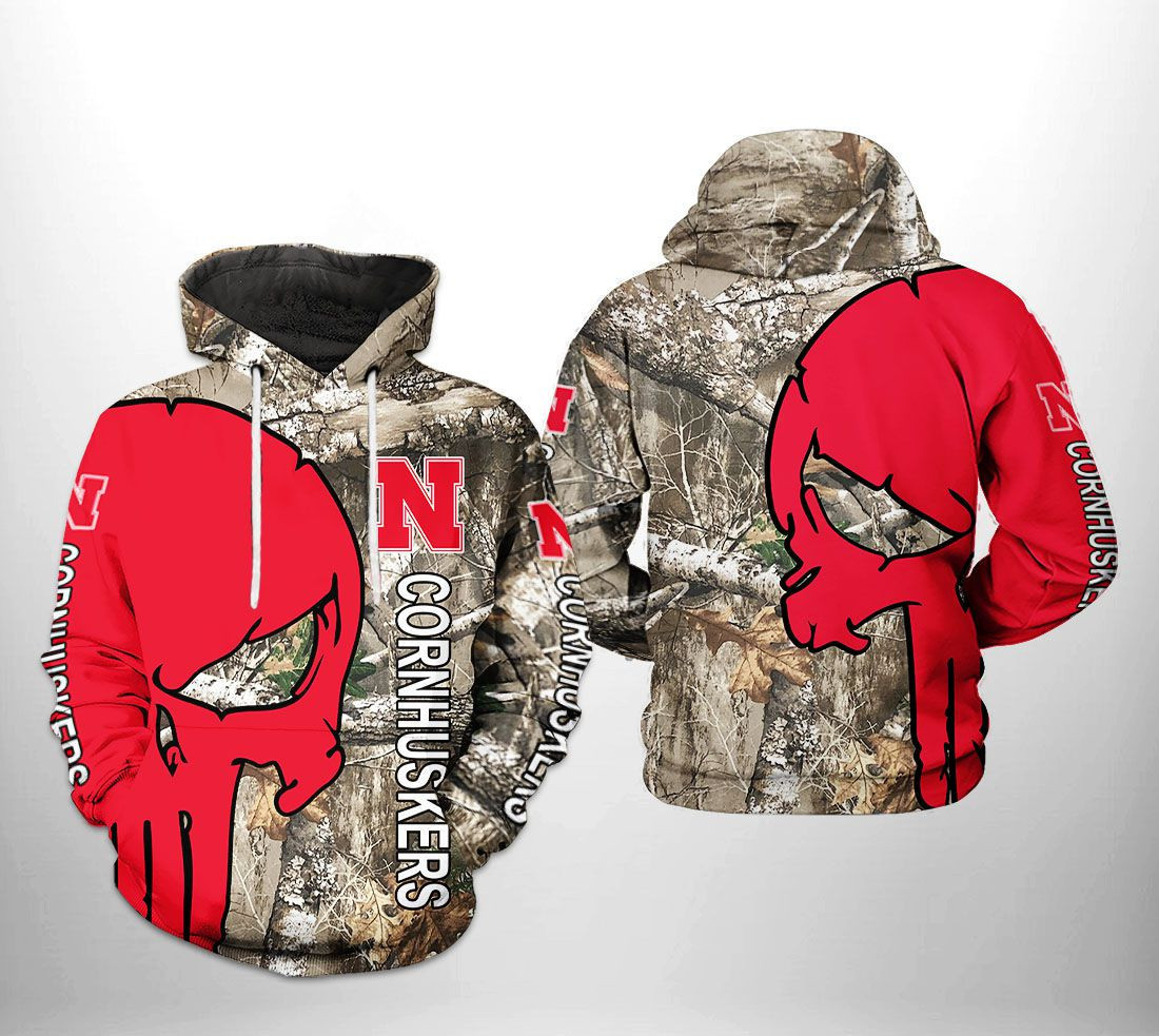 Nebraska Cornhuskers NCAA Camo Veteran Hunting Hoodie Zip Hoodie