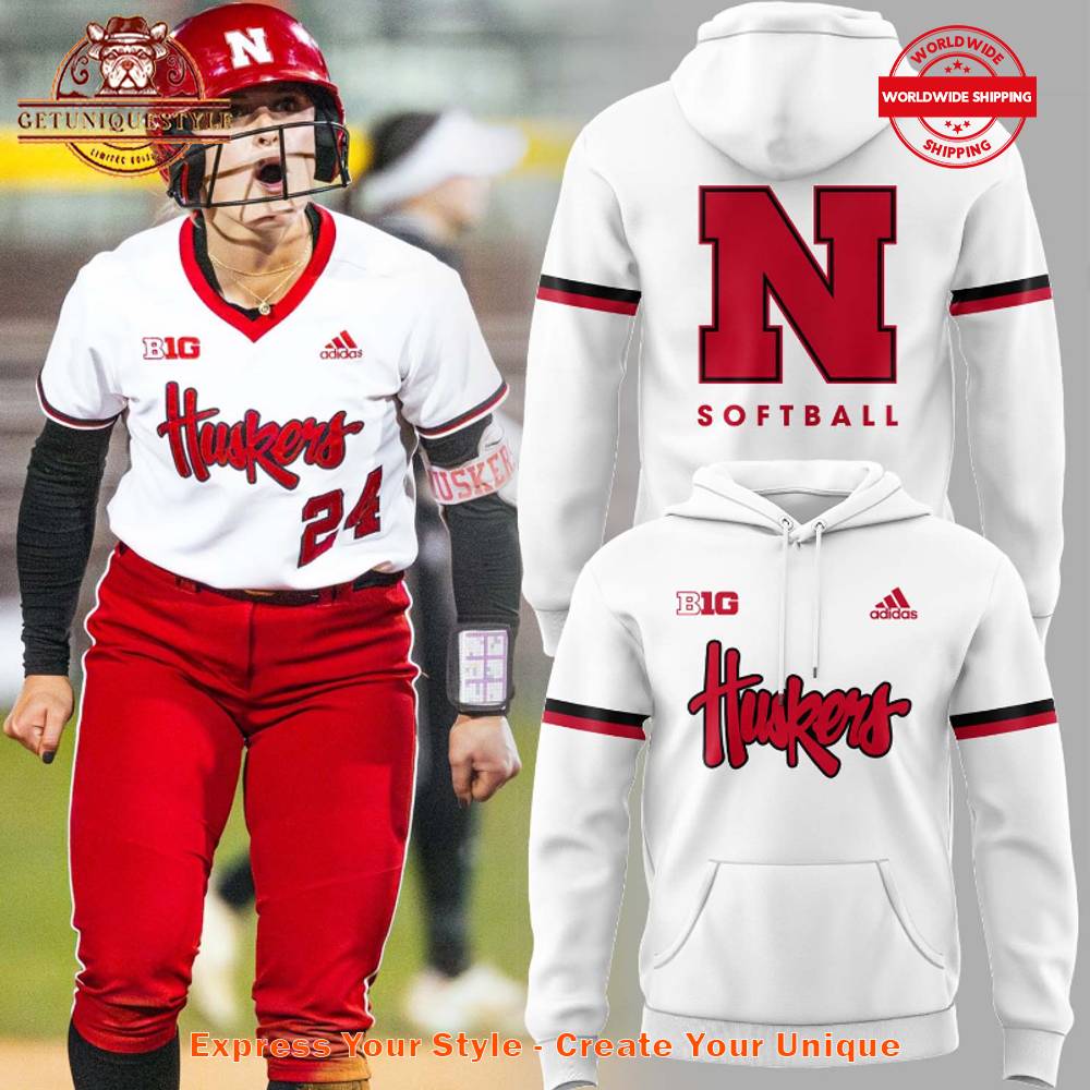 Nebraska Cornhuskers Softball 2025 White Hoodie