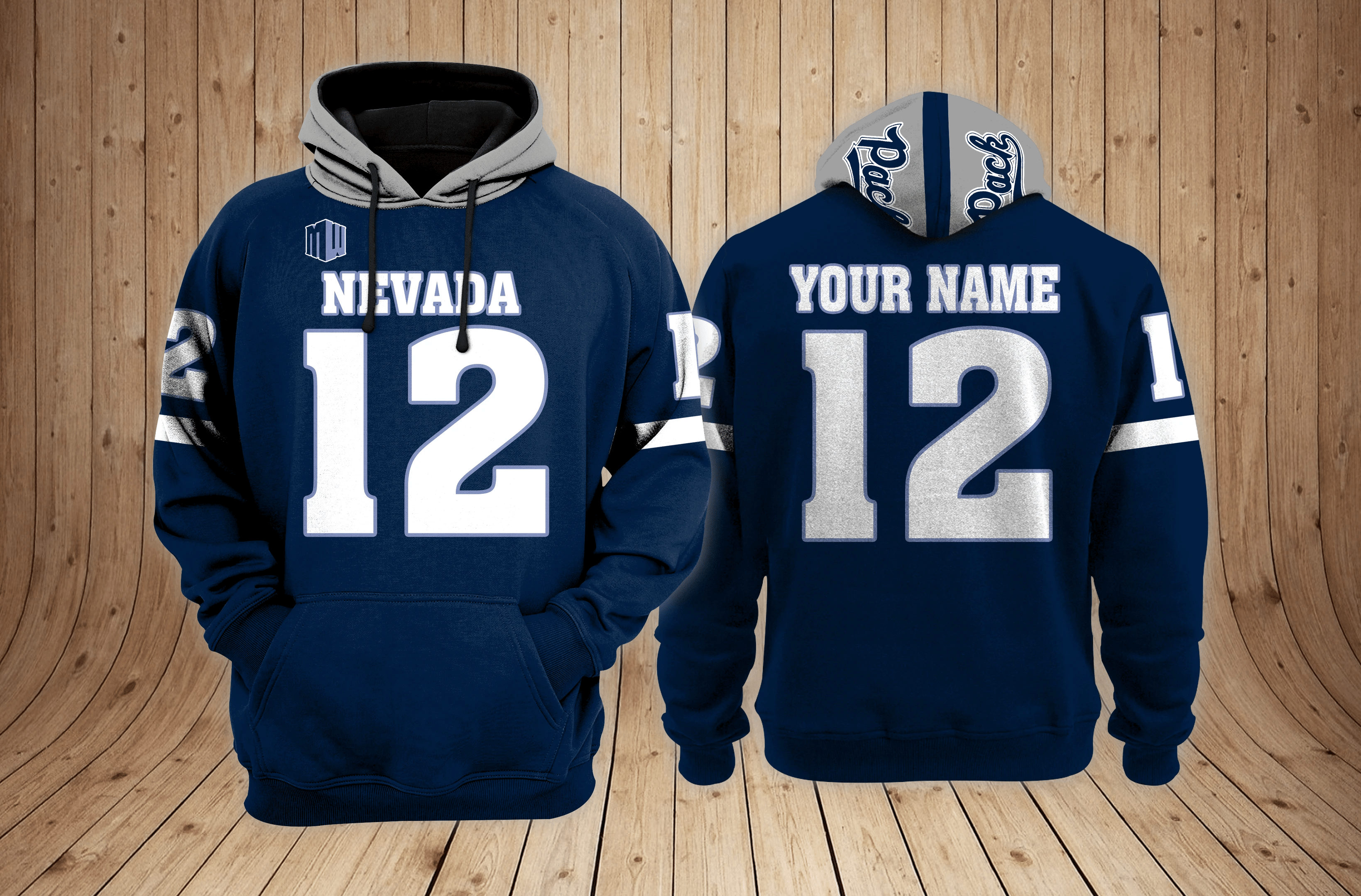 Nevada Wolf Pack Football Custom 3D printed Sweatshirt Hoodie Zipped Hoodie