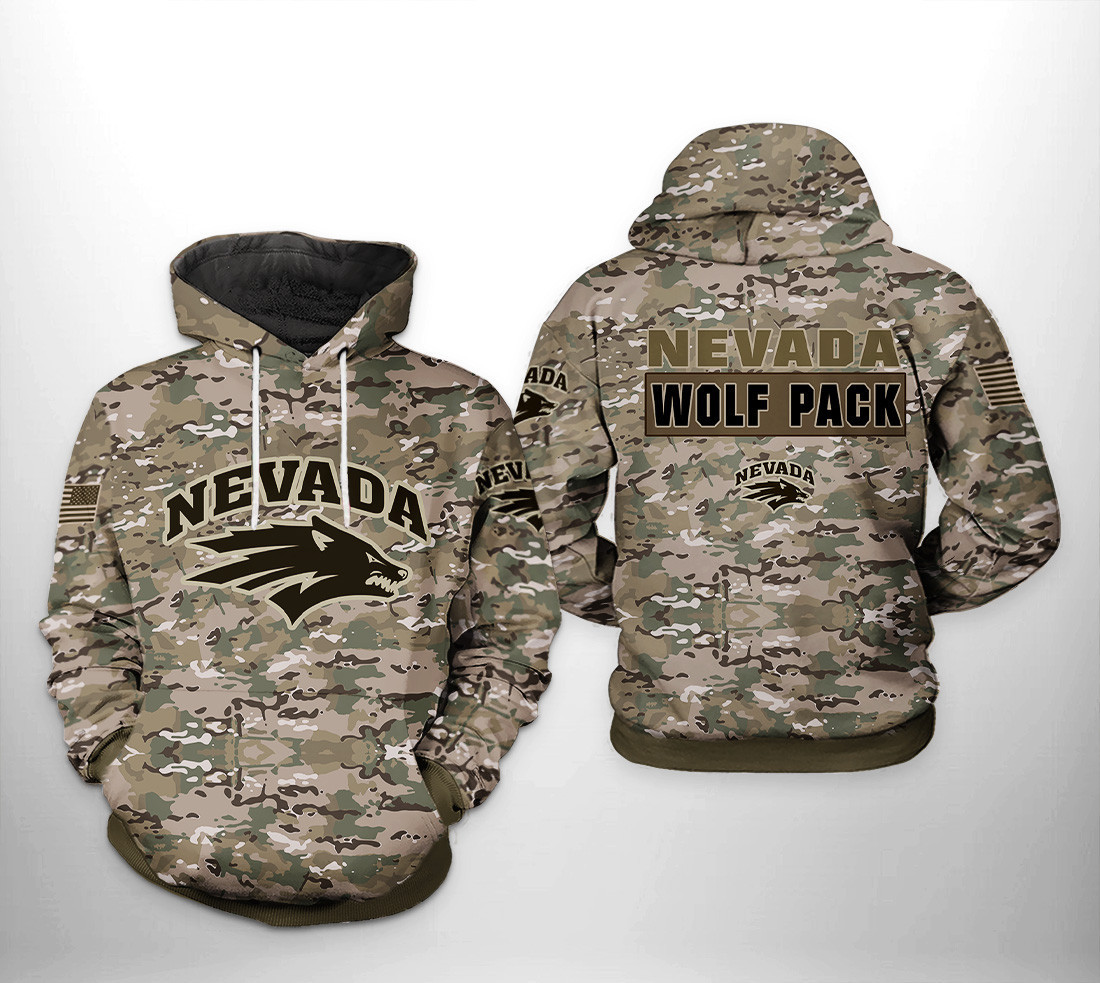 Nevada Wolf Pack NCAA Camo Veteran Hoodie  Zip Hoodie Gift For Sport Music Fans