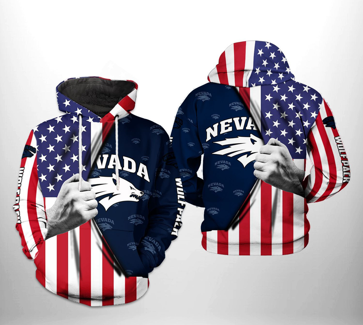 Nevada Wolf Pack NCAA US Flag Hoodie  Zip Hoodie Version 1554