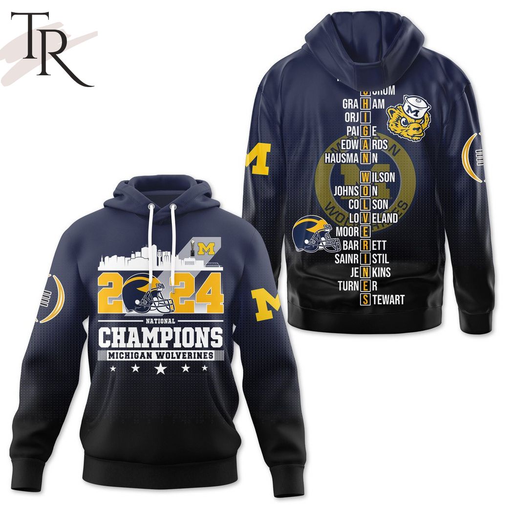 New 2025 2024 National Champions Michigan Wolverines Custom Hoodie - Gradient