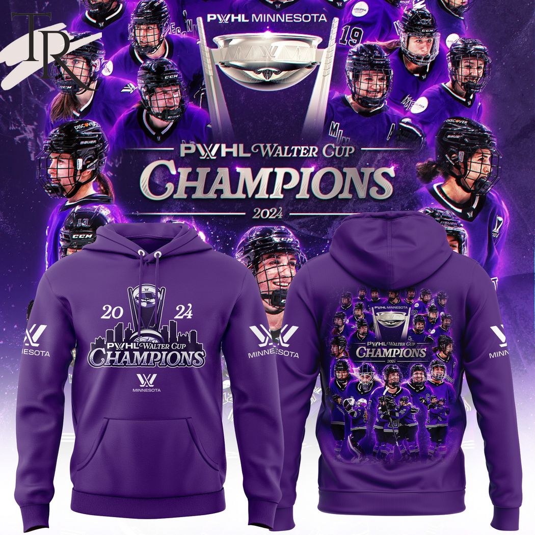 New 2025 2024 PWHL Walter Cup Champions Minnesota Custom Hoodie - Purple