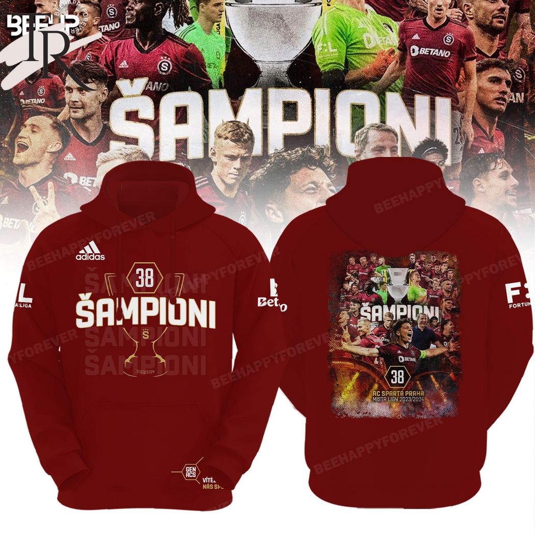 New 2025 AC Sparta Praha Mistr Ligy Champions 2023-2024 Custom Hoodie - Red