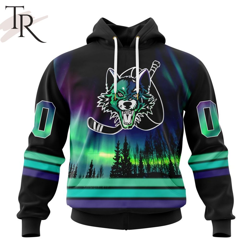 New 2025 AHL Chicago Wolves Special Design With Northern Lights Custom Hoodie