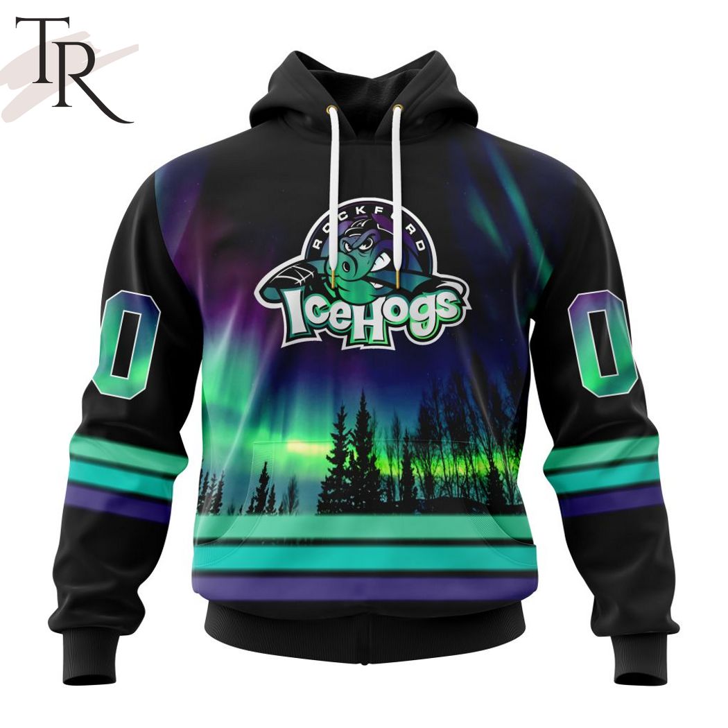 New 2025 AHL Rockford IceHogs Special Design With Northern Lights Custom Hoodie
