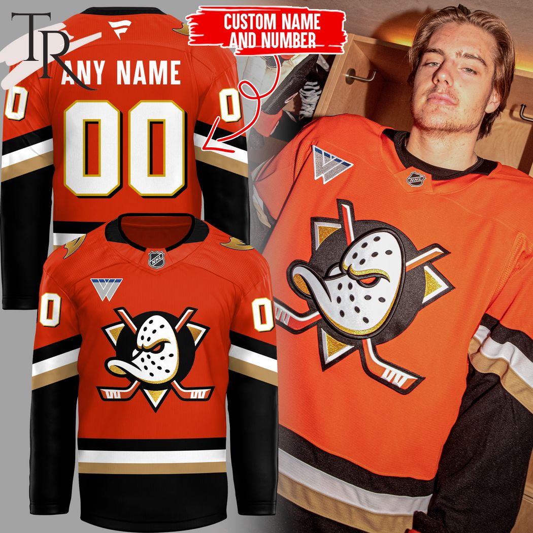New 2025 Anaheim Ducks Orange Country New 2025 Logo 2024 Custom Hockey Jersey Fan Gift - Orange, Black - All Over Printed