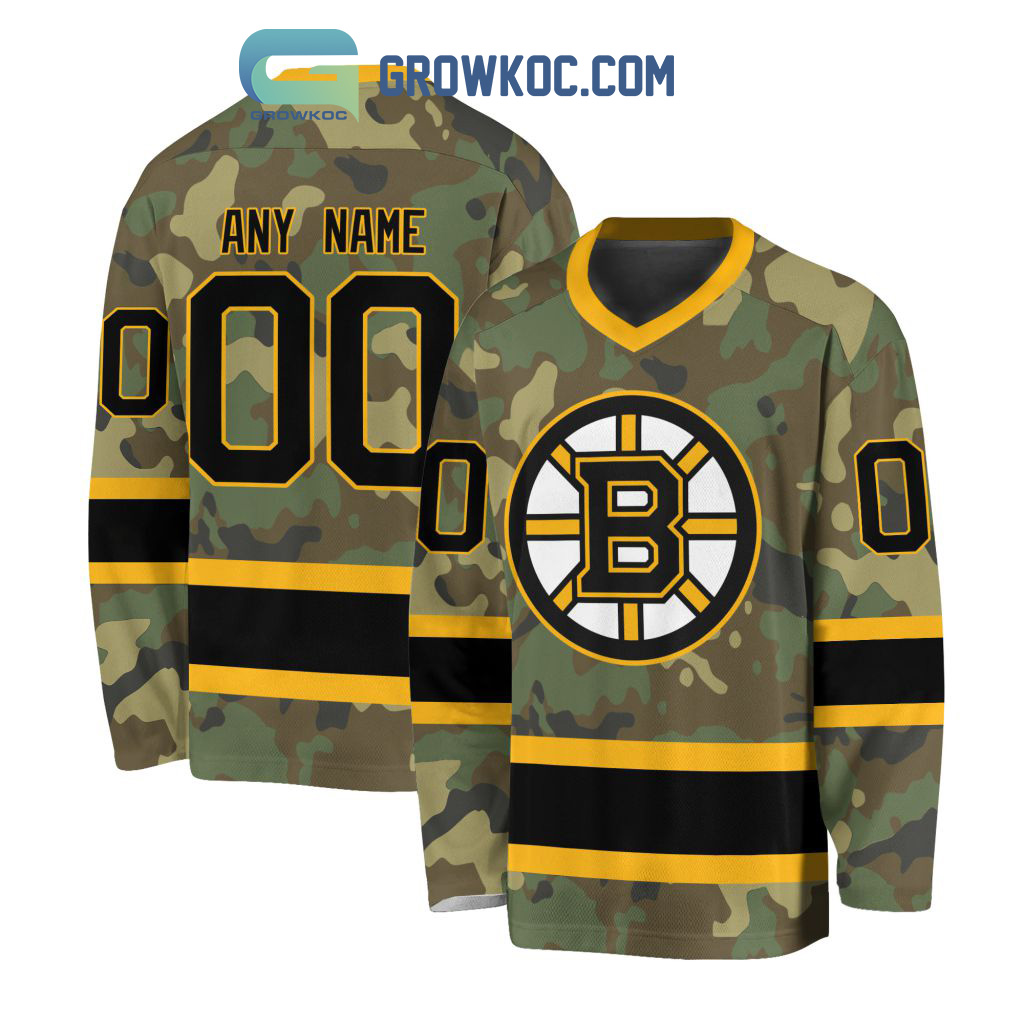 New 2025 Boston Bruins Special Camo Veteran Design Personalized Custom Hockey Jersey Fan Gift - All Over Printed