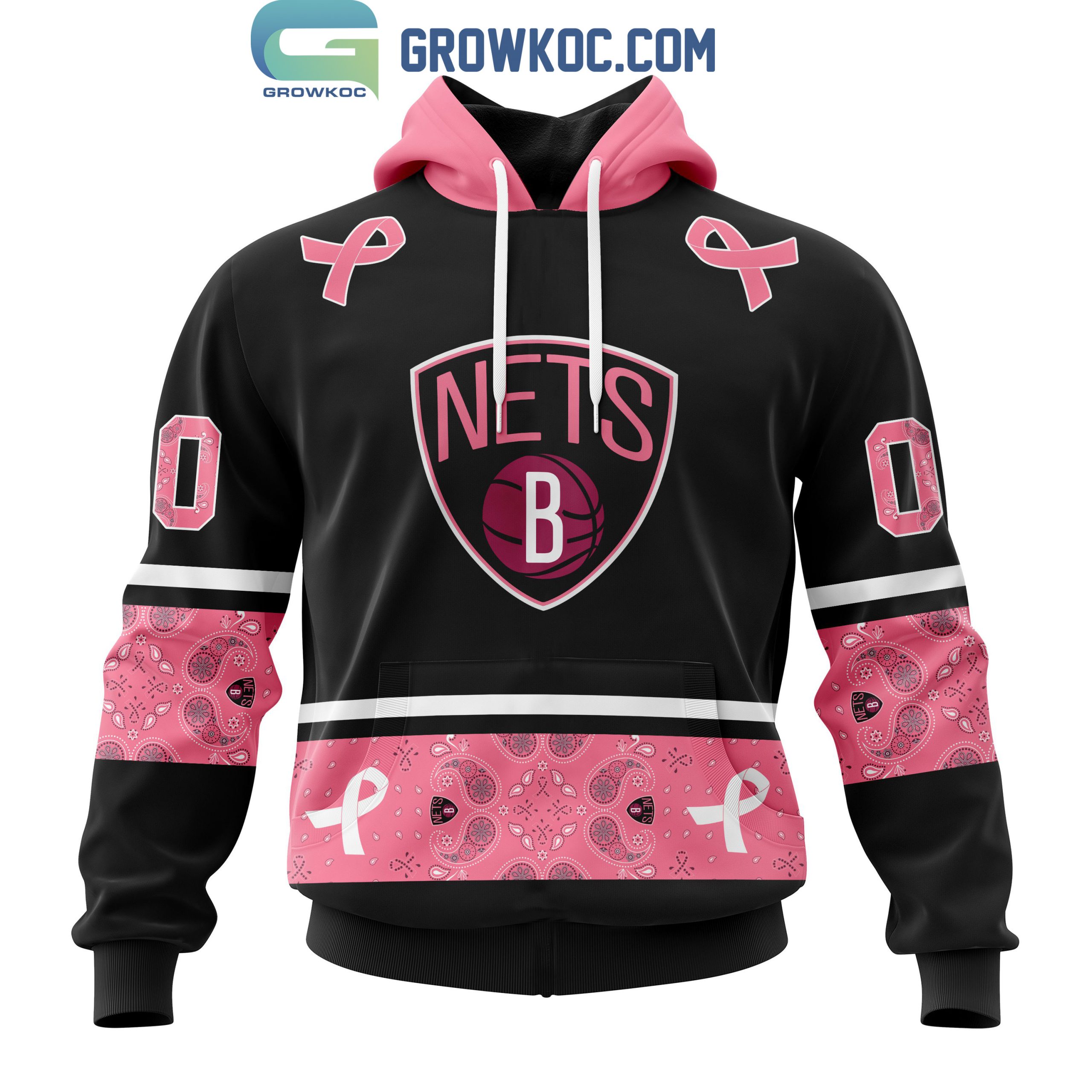 New 2025 Brooklyn Nets NBA Special Design Paisley Design We Wear Pink Breast Cancer Personalized Custom Hoodie T Shirt