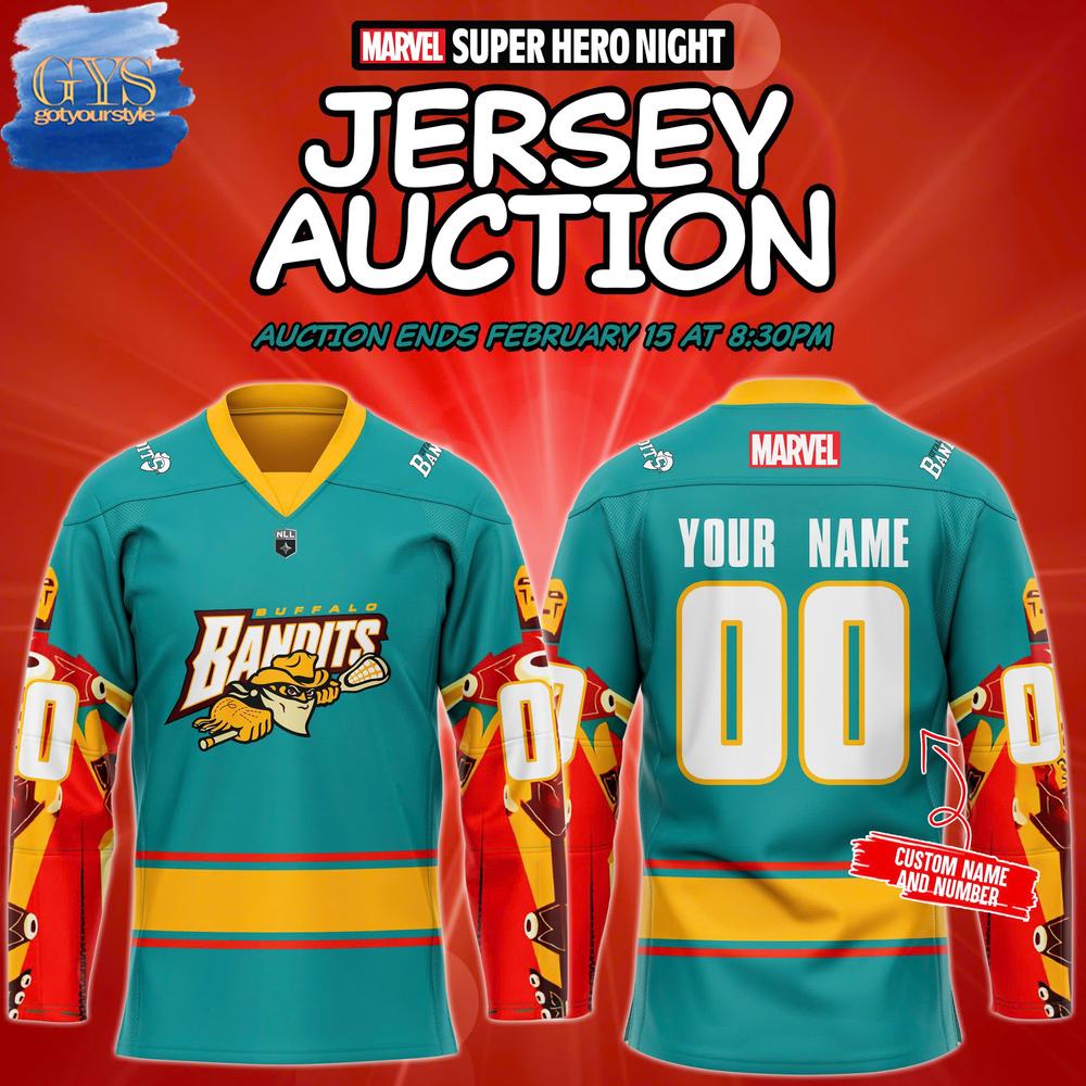 New 2025 Buffalo Bandits 2025 Marvel Super Hero Night Custom Hockey Jersey Fan Gift - All Over Printed