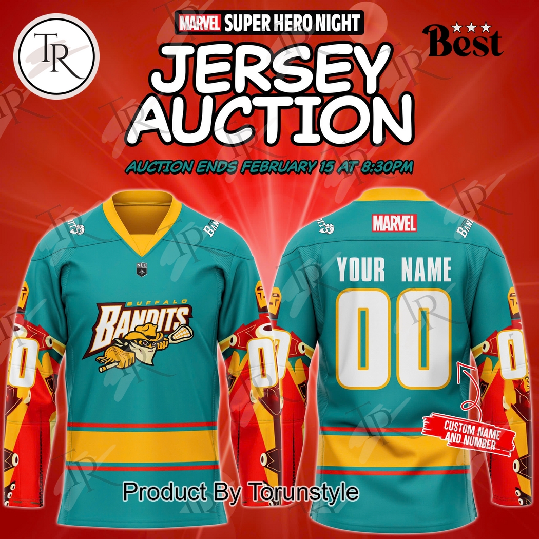 New 2025 Buffalo Bandits Marval Supper Hero Night 2025 Custom Hockey Jersey Fan Gift - All Over Printed