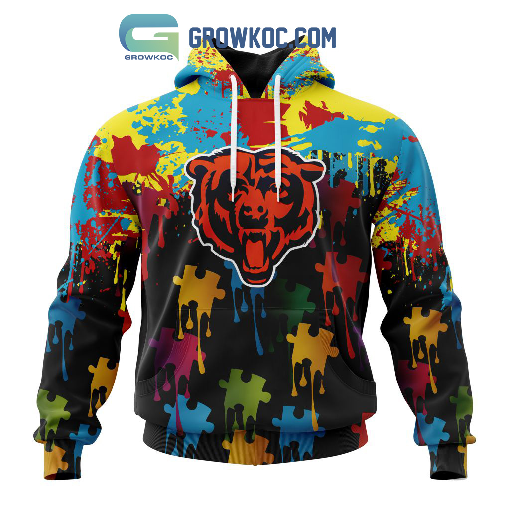 New 2025 Chicago Bears Personalized Autism Awareness Puzzle Painting Custom Hoodie Shirts