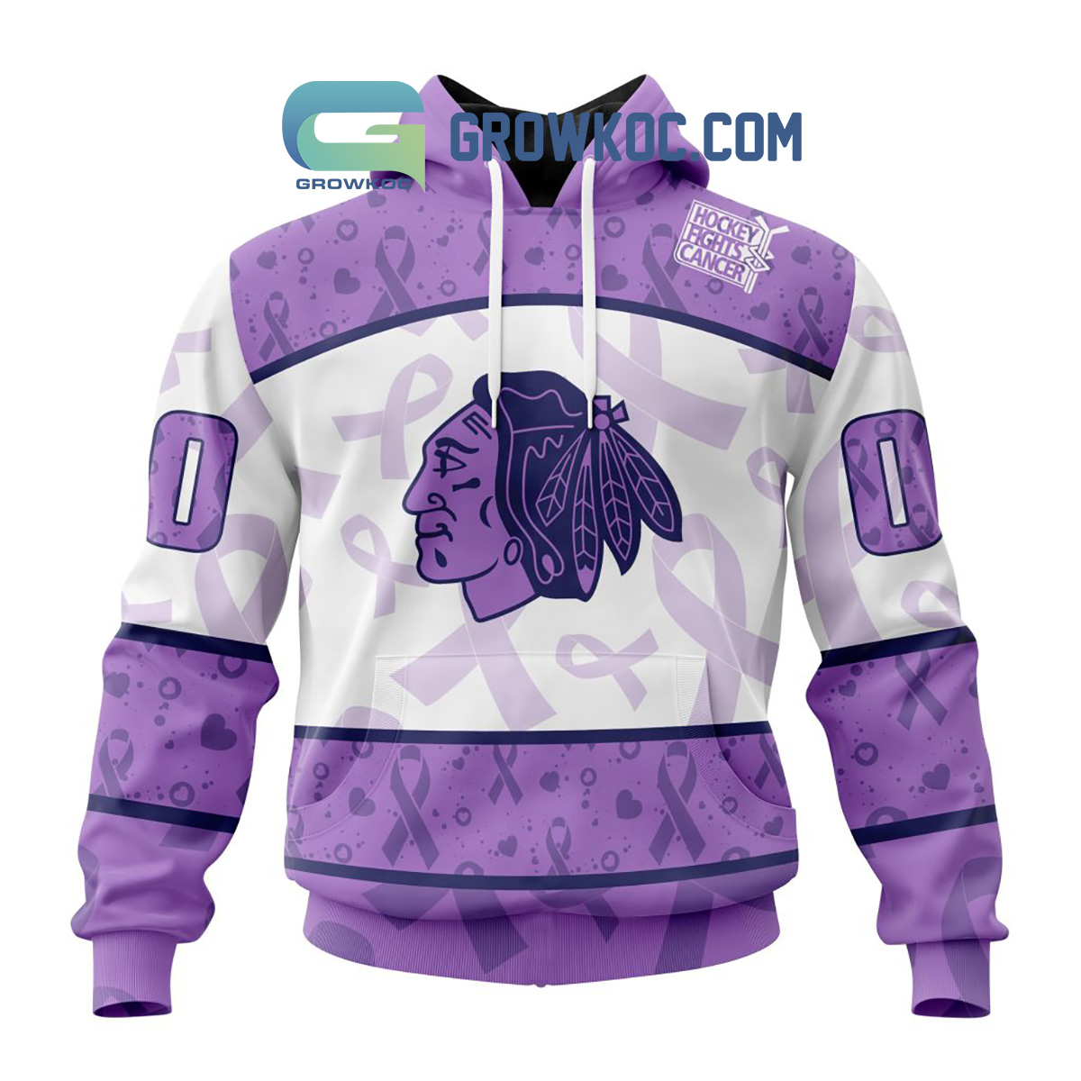 New 2025 Chicago Blackhawks Lavender Fight Cancer Personalized Custom Hoodie Shirts