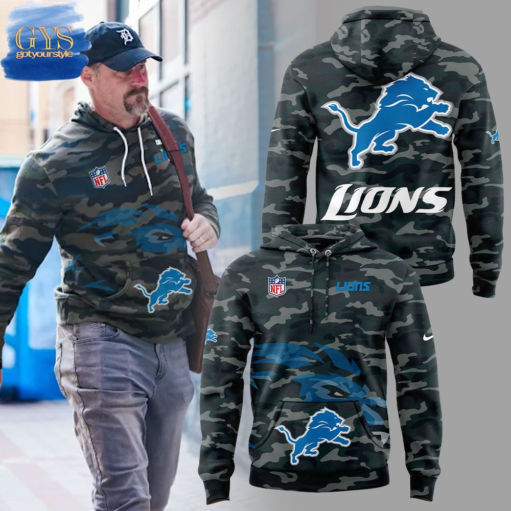 New 2025 Coach Dan Campbell Detroit Lions Camo Custom Hoodie