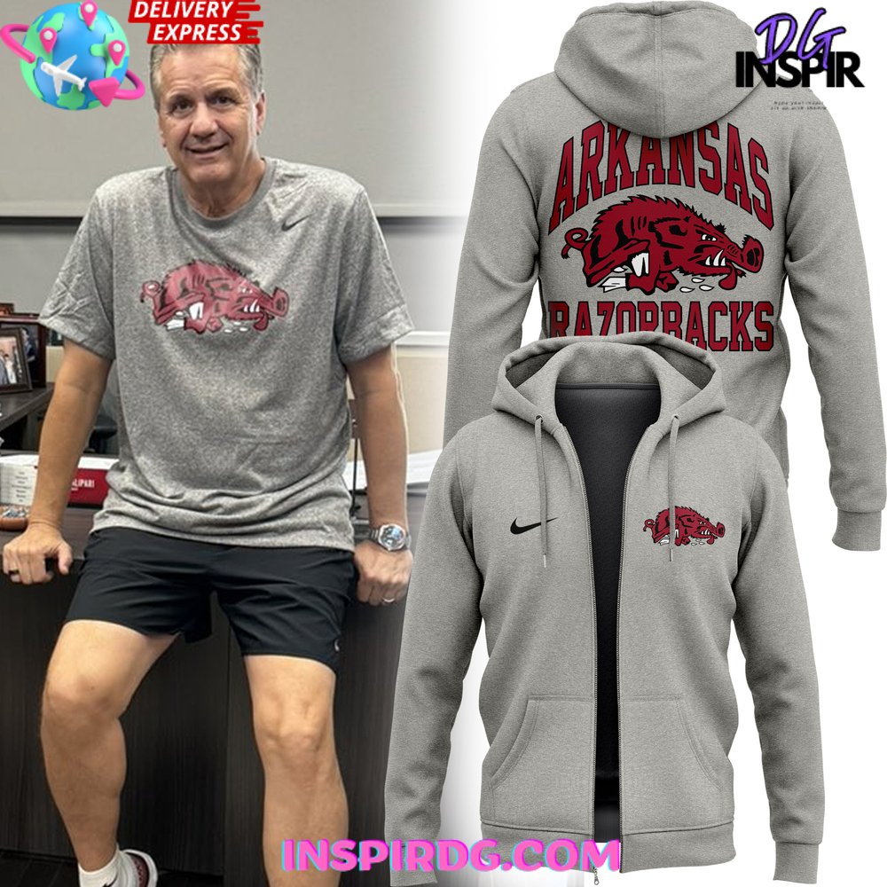 New 2025 Coach John Calipari Arkansas Razorbacks Basketball 2024 Zip Custom Hoodie