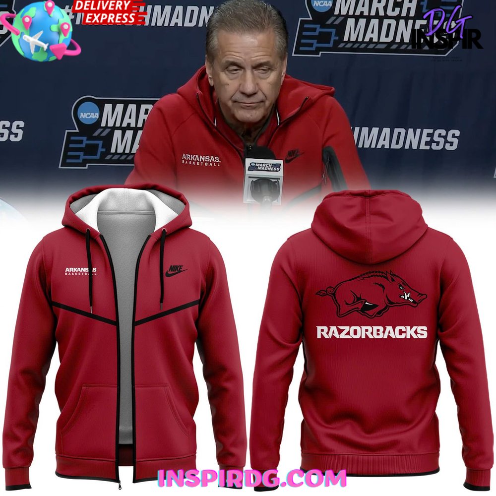 New 2025 Coach John Calipari Arkansas Razorbacks Special Zip Custom Hoodie
