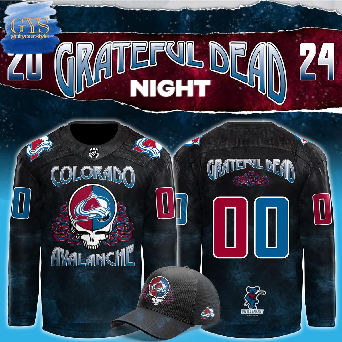 New 2025 Colorado Avalanche x Grateful Dead Night 2024 Custom Hockey Jersey Fan Gift - All Over Printed