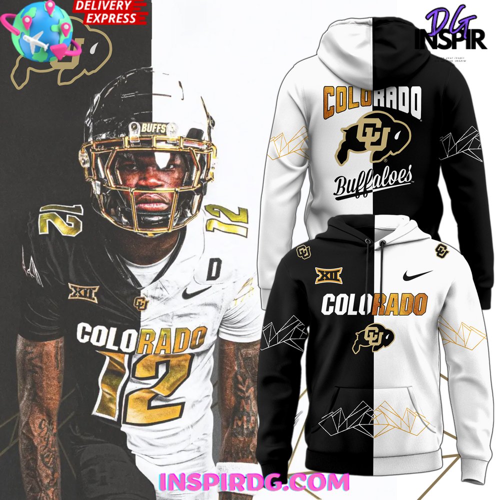 New 2025 Colorado Buffaloes Travis Hunter Black x White Custom Hoodie