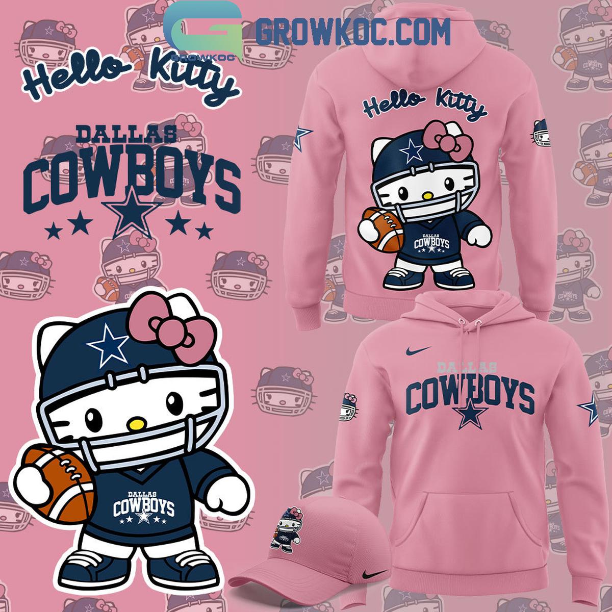 New 2025 Dallas Cowboys 50th Anniversary Of Hello Kitty Pink Version Custom Hoodie T-Shirt