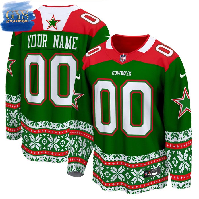New 2025 Dallas Cowboys Christmas 2024 Special Custom Hockey Jersey Fan Gift - All Over Printed