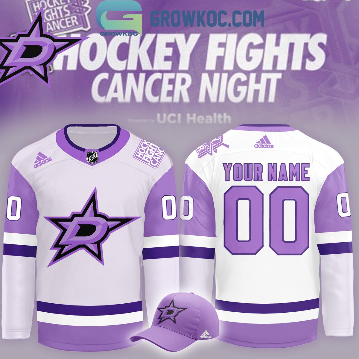 New 2025 Dallas Stars Hockey Fights Cancer Night Our Team Personalized Custom Hockey Jersey Fan Gift - All Over Printed