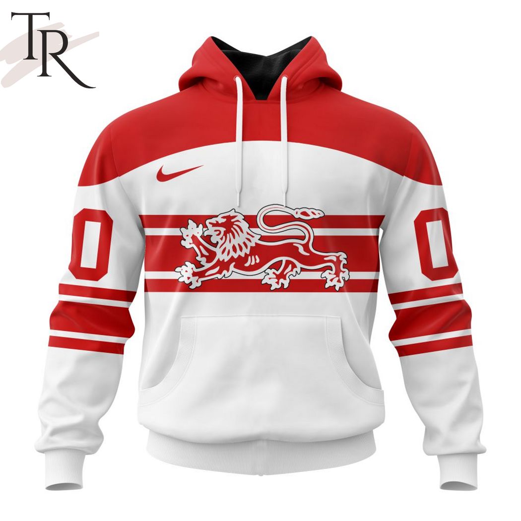New 2025 Denmark National Ice Hockey Personalized White Kits Custom Hoodie