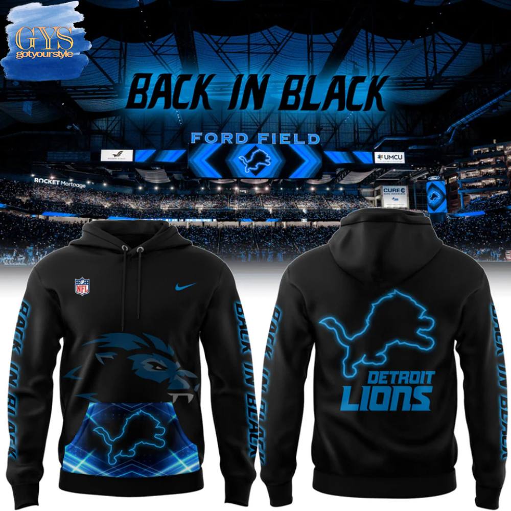 New 2025 Detroit Lions Back In Black Custom Hoodie