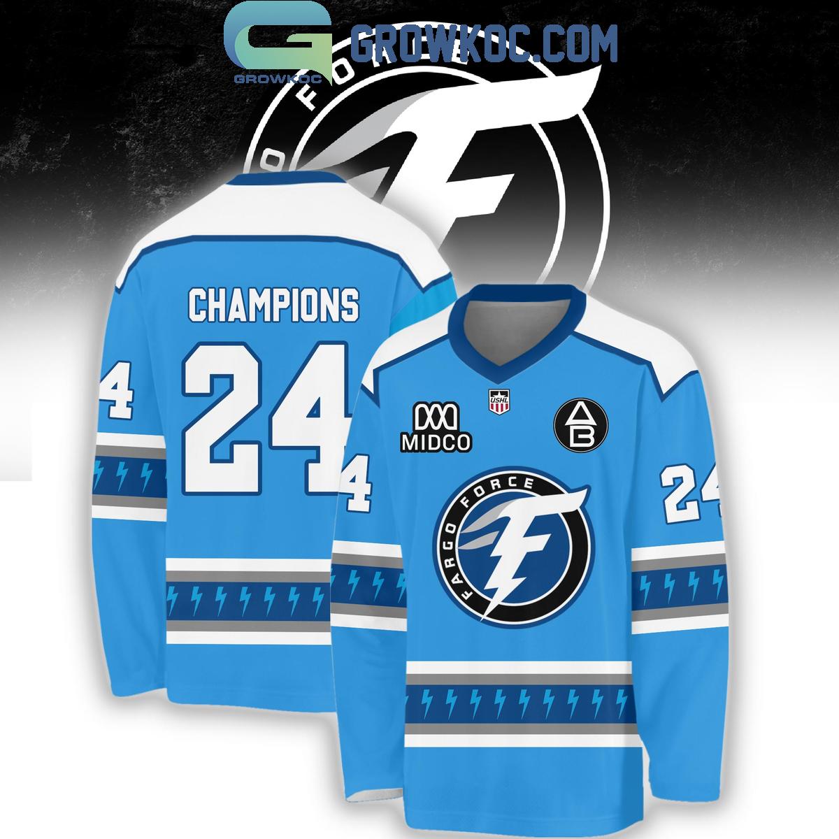 New 2025 Fargo Force Champions Personalized Hockey Team Player Custom Hockey Jersey Fan Gift - All Over Printed