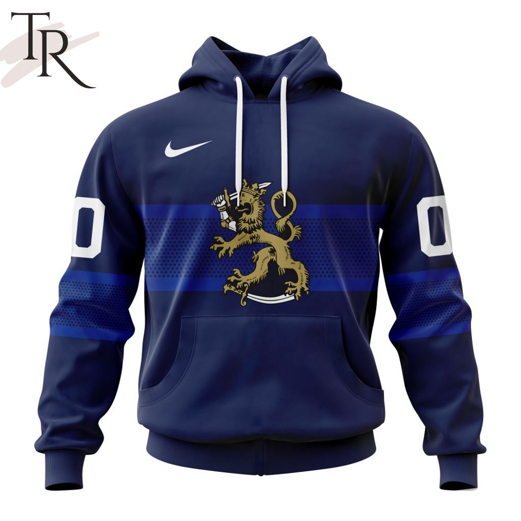 New 2025 Finland National Ice Hockey Personalized Navy Kits Custom Hoodie