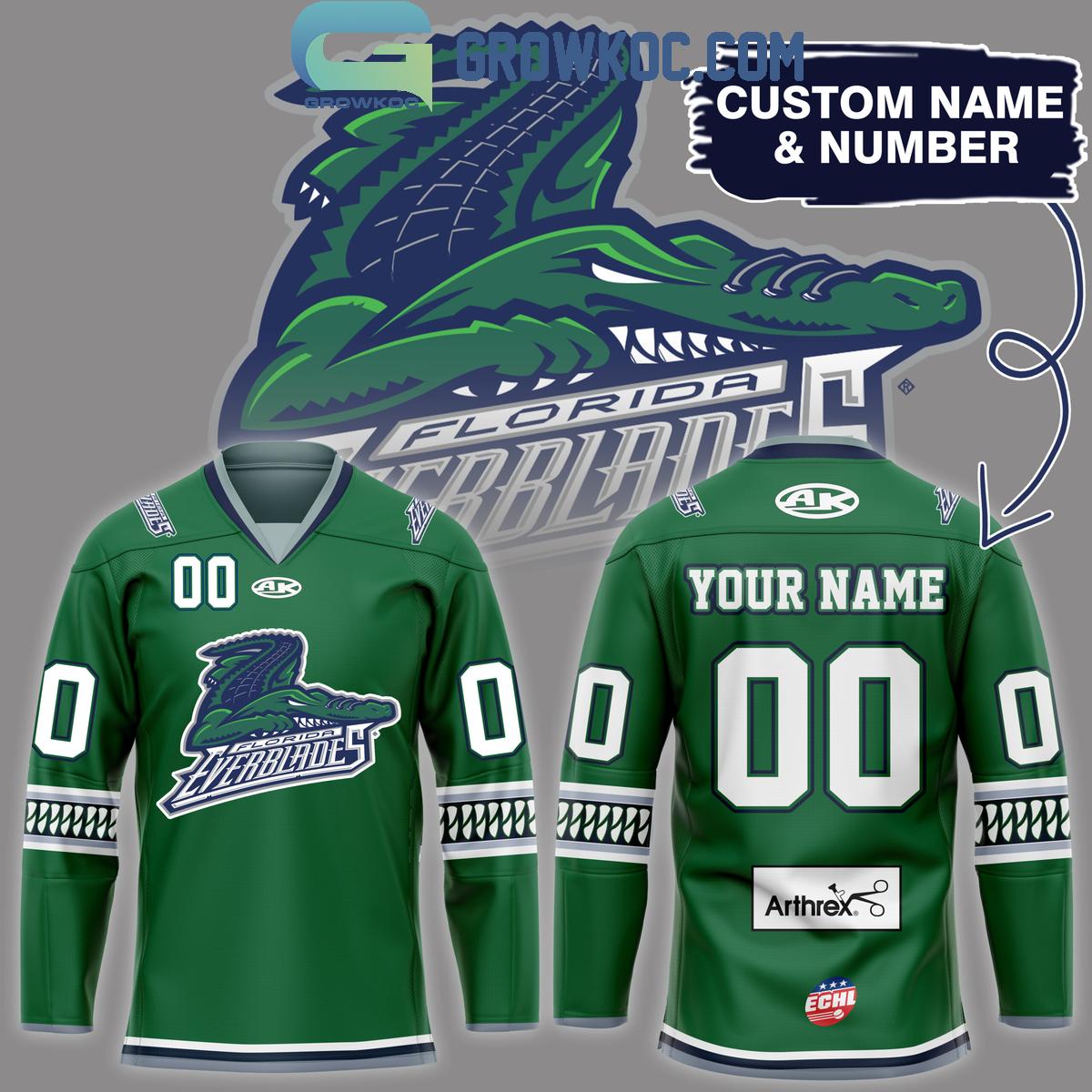 New 2025 Florida Everblades Home Personalized 2024 Custom Hockey Jersey Fan Gift - All Over Printed