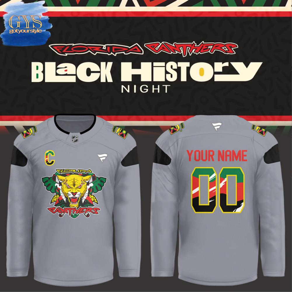 New 2025 Florida Panthers Black History Month Custom Hockey Jersey Fan Gift - All Over Printed