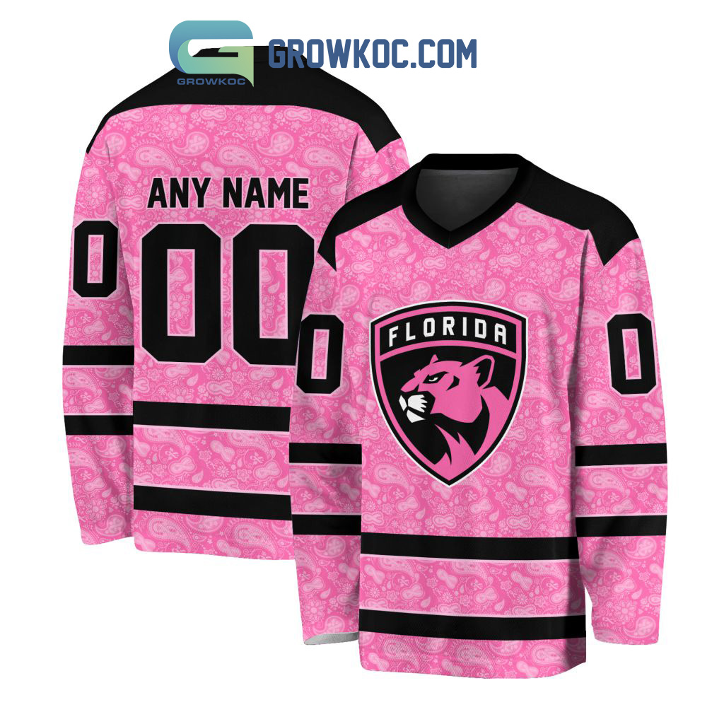 New 2025 Florida Panthers NHL Special Pink Breast Cancer Custom Hockey Jersey Fan Gift Long Sleeve - All Over Printed