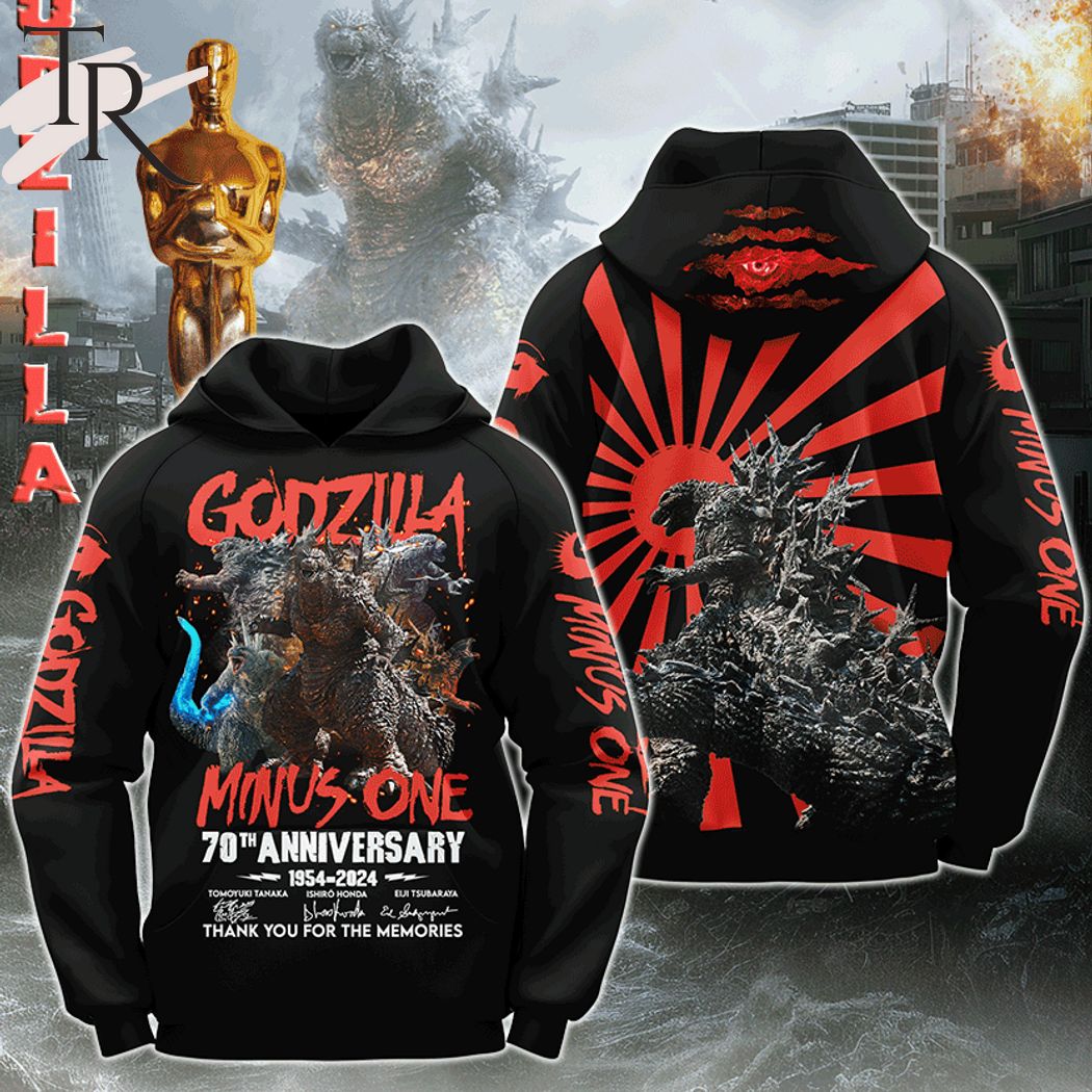 New 2025 Godzilla Minus One 70th Anniversary 1954-2024 Thank You For The Memories 3D Unisex Custom Hoodie