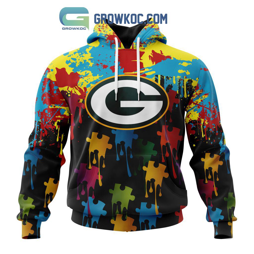 New 2025 Green Bay Packers Personalized Autism Awareness Puzzle Painting Custom Hoodie Shirts