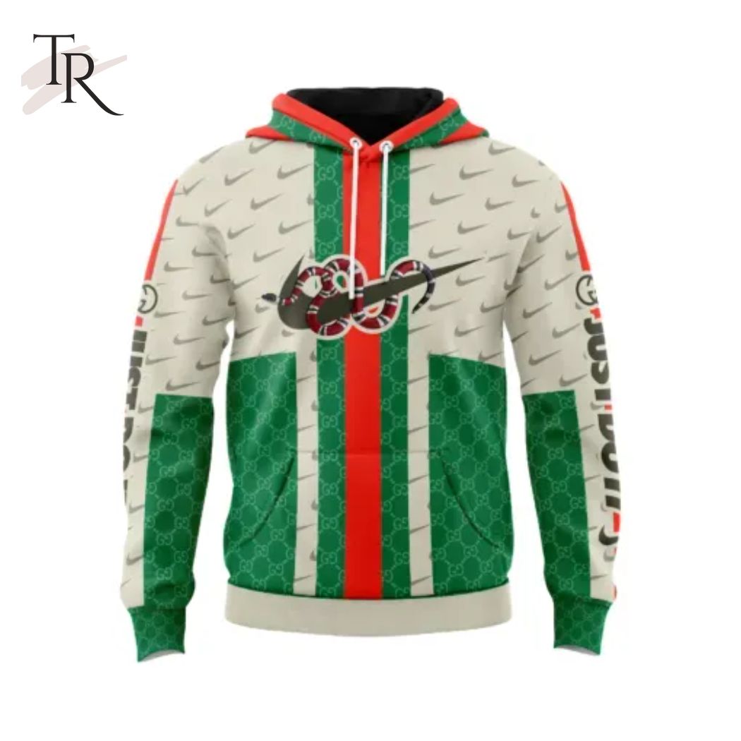 New 2025 Gucci Just Do It Green Beige Unisex Custom Hoodie Outfit For Men Women Luxury Brand Clothing