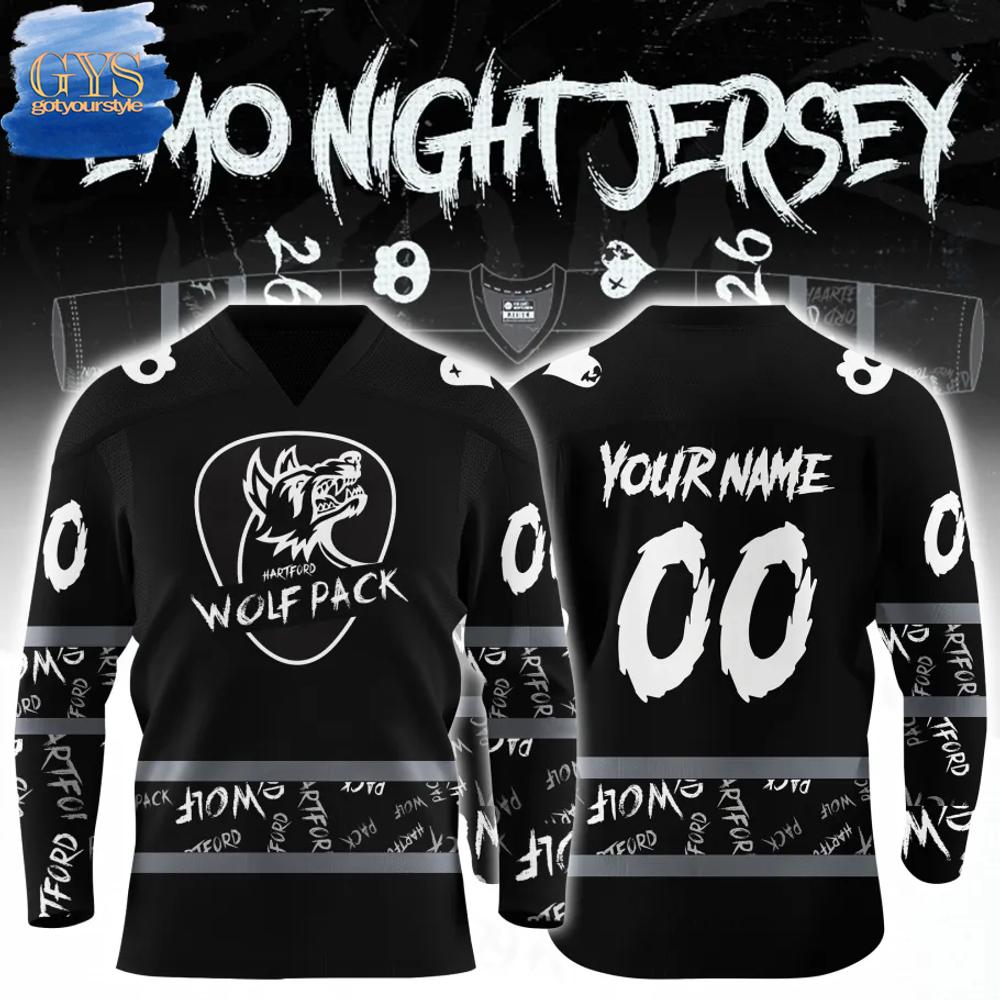 New 2025 Hartford Wolf Pack Emo Night Custom Hockey Jersey Fan Gift - All Over Printed