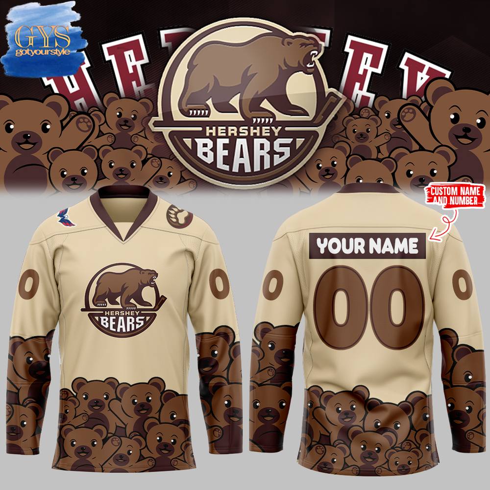 New 2025 Hershey Bears Teddy Personalized Custom Hockey Jersey Fan Gift - All Over Printed