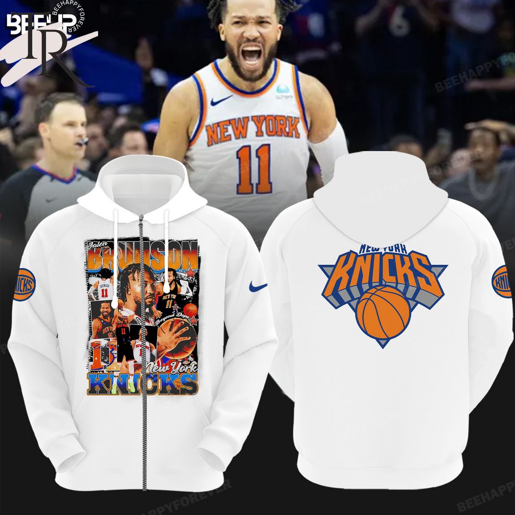 New 2025 Jalen Brunson 11 New York Knicks Custom Hoodie - White