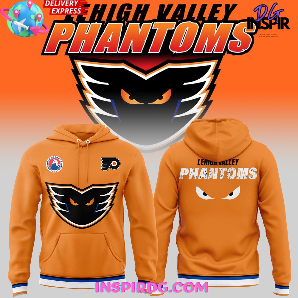New 2025 Lehigh Valley Phantoms American Hockey Special Orange Custom Hoodie